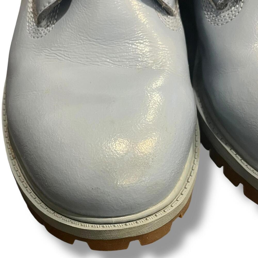 Timberland Junior Girls Sz 7 6” Premium WP Baby Blue Shine 1991A Leather Floral - Picture 9 of 15